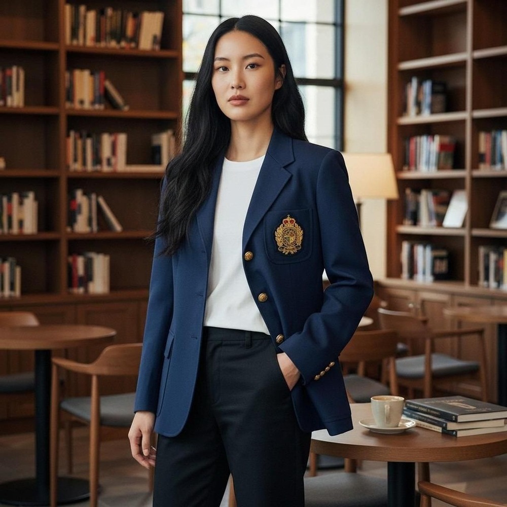 Lauren Ralph Lauren Crest 100% Wool Womens Navy Blazer (MSRP: $395) Size 14
